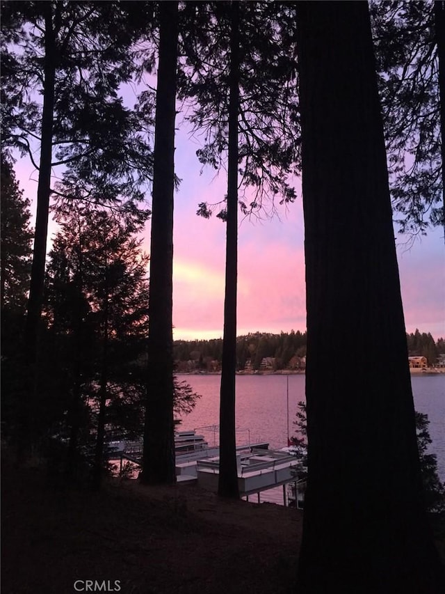 property view of water featuring a floating dock