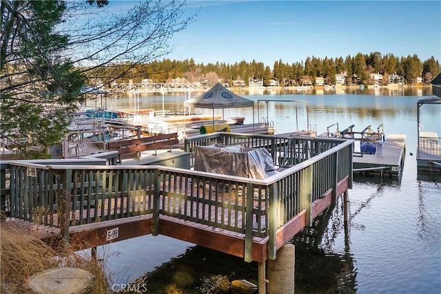 view of dock featuring a water view