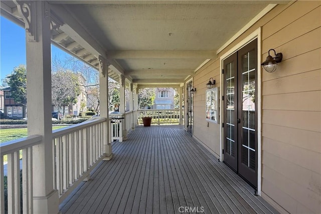 deck featuring covered porch