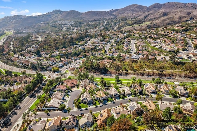 aerial view with a residential view and a mountain view