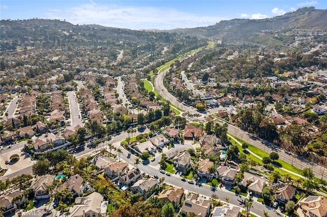 birds eye view of property featuring a residential view and a mountain view