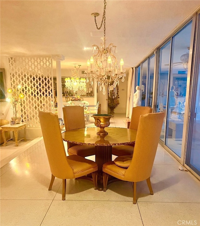 300 S Patencio Rd, Palm Springs, CA 92262 - dining space with a chandelier and speckled floor