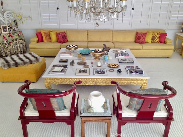 300 S Patencio Rd, Palm Springs, CA 92262 - carpeted living room with a chandelier