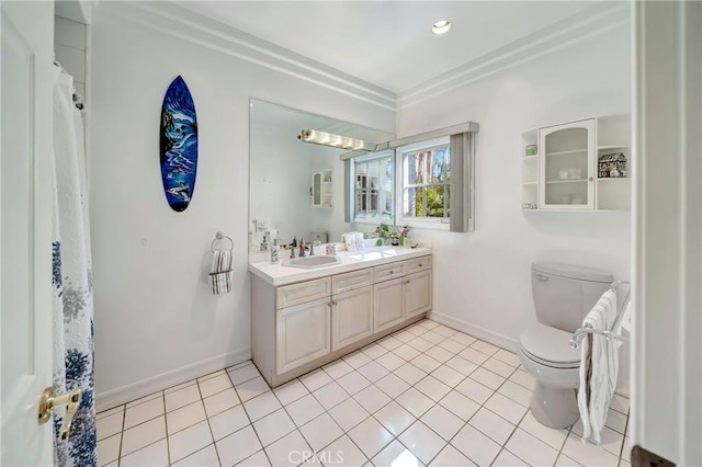 full bathroom with tile patterned flooring, baseboards, a sink, and toilet