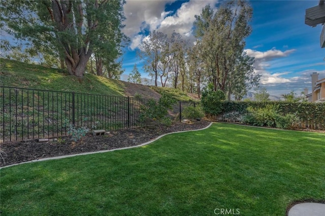 view of yard featuring a fenced backyard