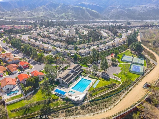 aerial view with a mountain view