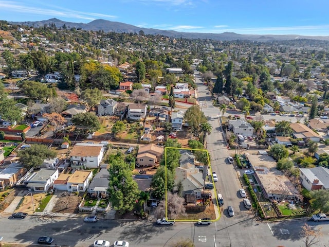 bird's eye view with a residential view and a mountain view