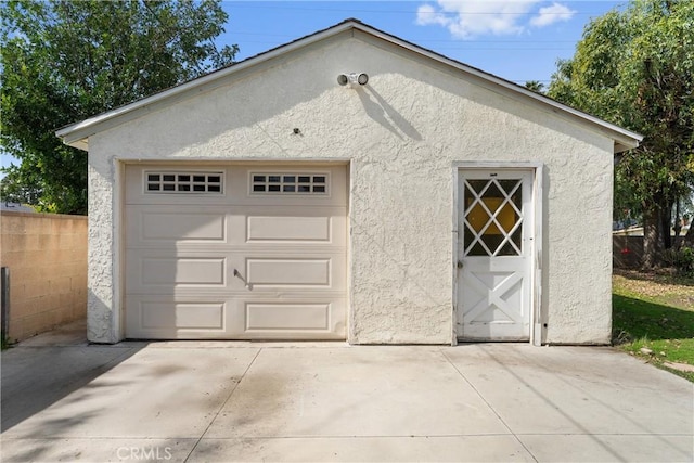 view of detached garage