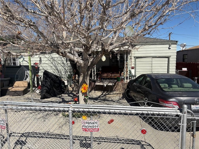 exterior space with a garage