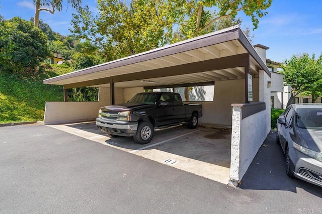 view of covered parking lot