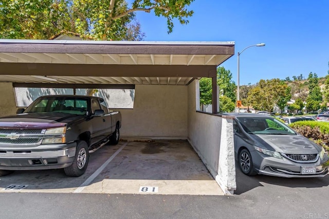 view of covered parking lot