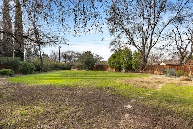 view of yard with a fenced backyard