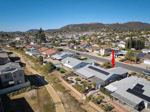 aerial view featuring a residential view and a mountain view