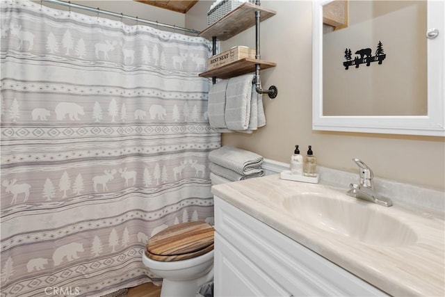 full bathroom with vanity and toilet