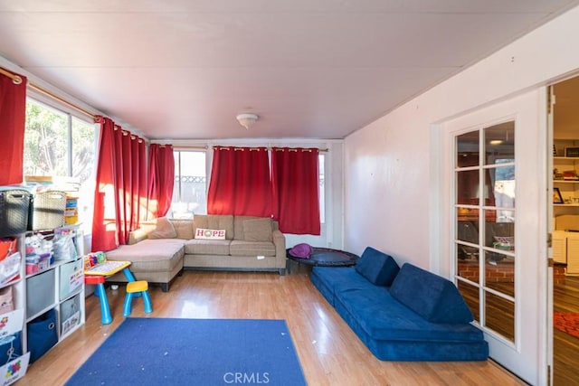 living area featuring wood finished floors