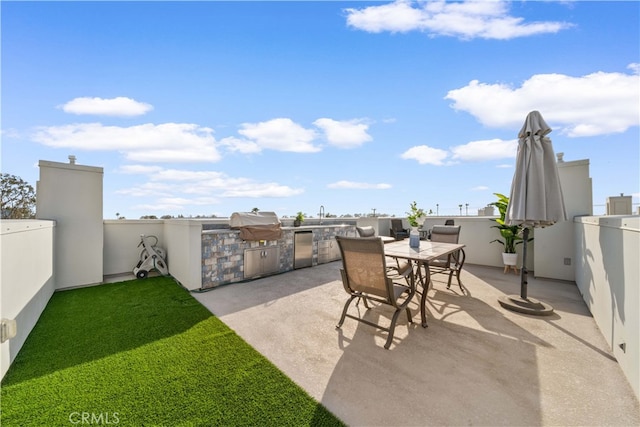 view of patio featuring outdoor dining area, grilling area, and area for grilling