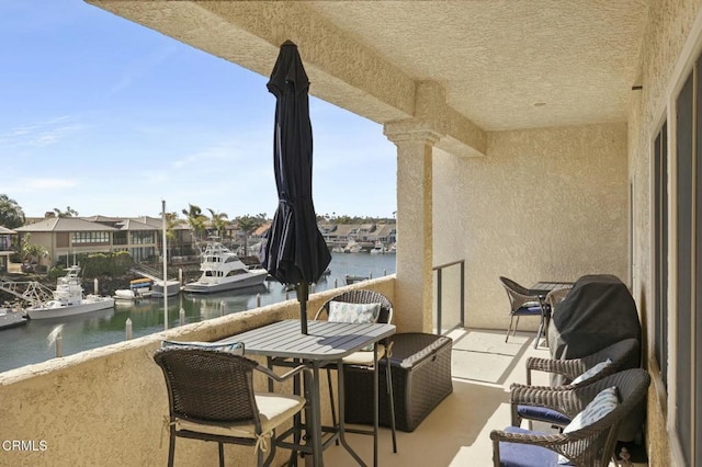 balcony with a water view