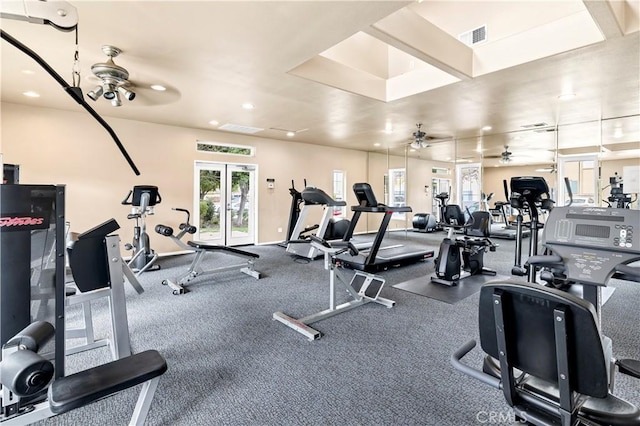 26396 Arboretum Way Unit 2901, Murrieta, CA 92563 - gym featuring recessed lighting, a ceiling fan, and baseboards