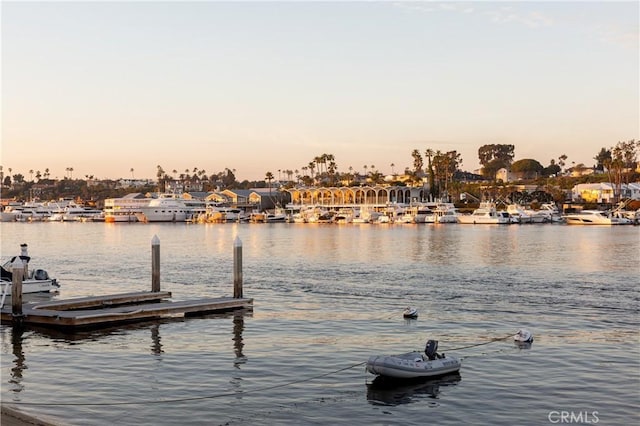 view of dock featuring a water view