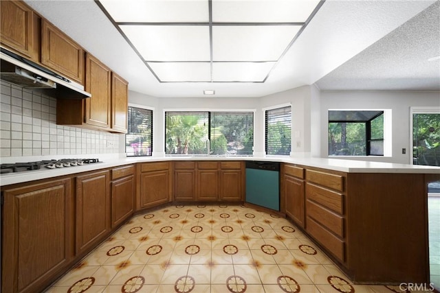 49 Village Loop Rd, Pomona, CA 91766 - kitchen with dishwasher, stainless steel gas stovetop, a peninsula, and plenty of natural light
