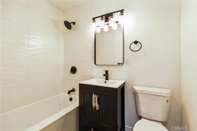 bathroom with vanity, toilet, and shower / bath combination