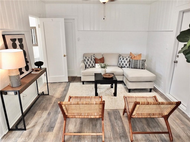 living room with wood finished floors