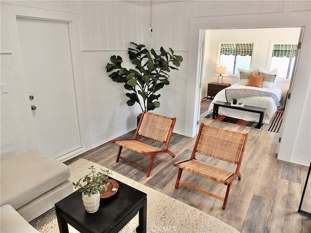 bedroom with wood finished floors