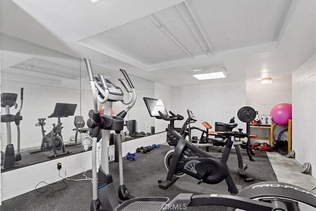 1409 Havenhurst Dr Unit 3, West Hollywood, CA 90046 - exercise area featuring concrete block wall