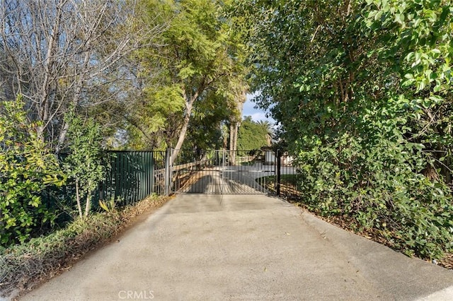 view of road with a gate and a gated entry