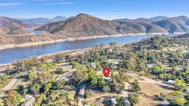 aerial view with a water and mountain view