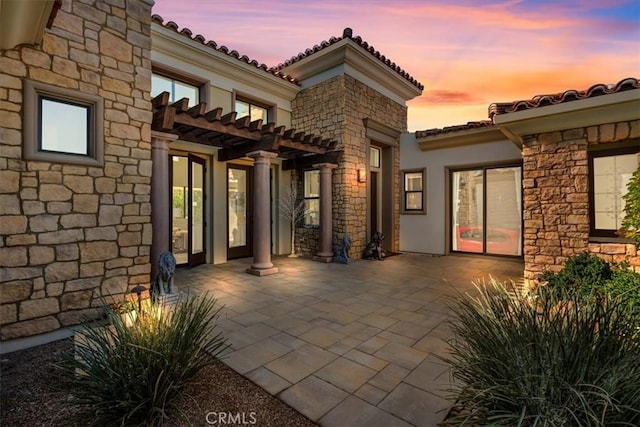 exterior space featuring a pergola