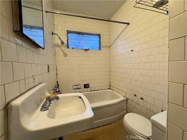 4868 La Roda Ave, Los Angeles, CA 90041 - full bath with tile walls, toilet, bathing tub / shower combination, and a sink