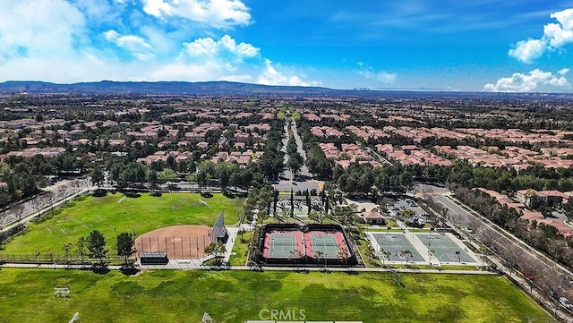 bird's eye view with a residential view and a mountain view