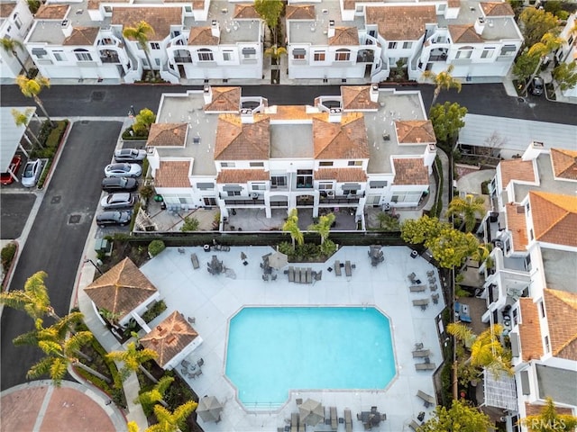 aerial view with a residential view