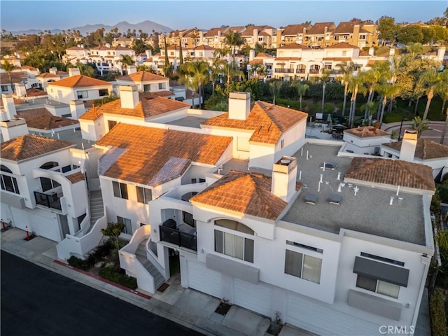 aerial view with a residential view and a mountain view