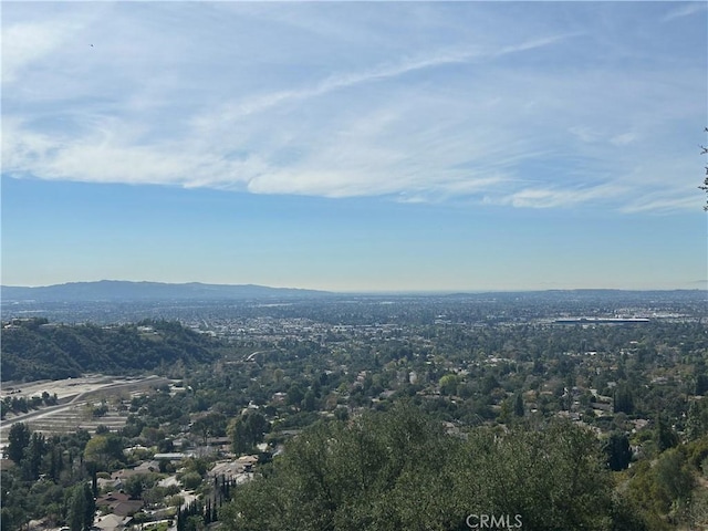 bird's eye view with a mountain view