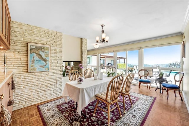 2222 Cielo Pl, Arcadia, CA 91006 - dining space with a chandelier and ornamental molding