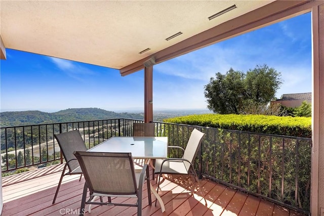 2222 Cielo Pl, Arcadia, CA 91006 - wooden terrace featuring a mountain view and outdoor dining space