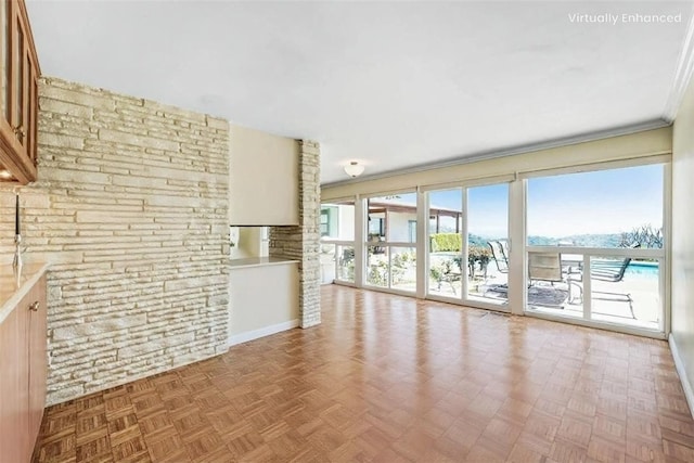 2222 Cielo Pl, Arcadia, CA 91006 - unfurnished living room featuring crown molding and baseboards