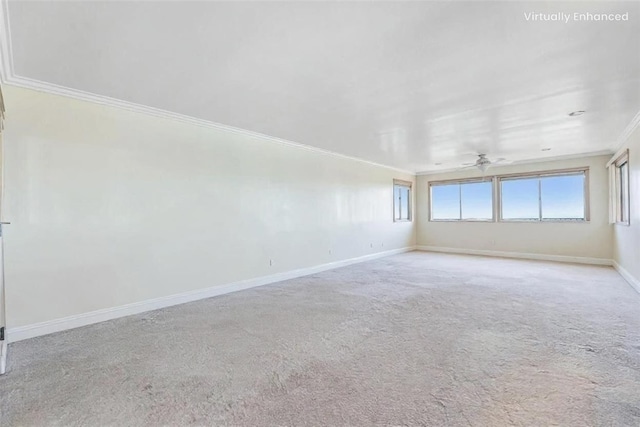 2222 Cielo Pl, Arcadia, CA 91006 - carpeted empty room with crown molding and ceiling fan