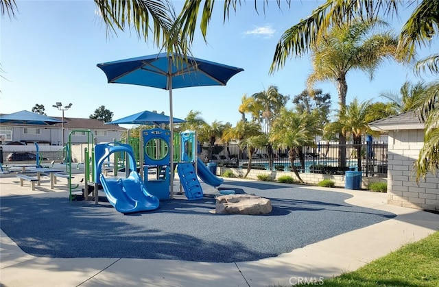 community play area with fence