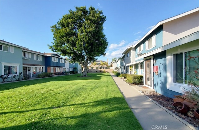 view of community featuring a residential view and a lawn