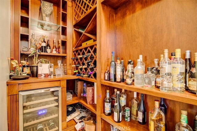 wine cellar featuring a dry bar and wine cooler