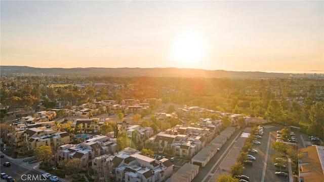 view of aerial view at dusk