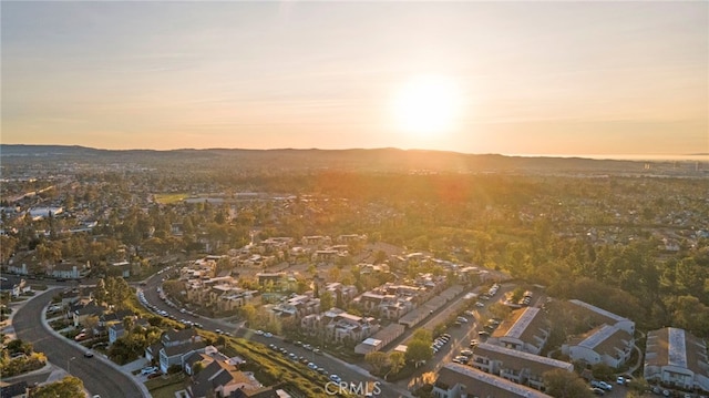 view of aerial view at dusk