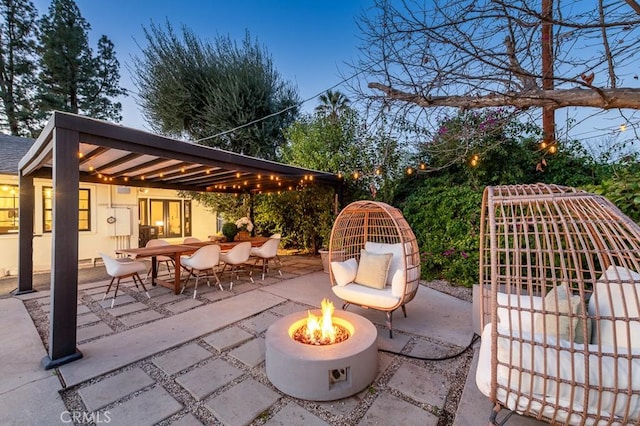 6164 Fenwood Ave, Woodland Hills, CA 91367 - view of patio / terrace featuring a fire pit and outdoor dining space