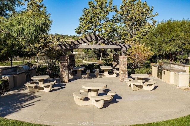 view of patio with grilling area and area for grilling