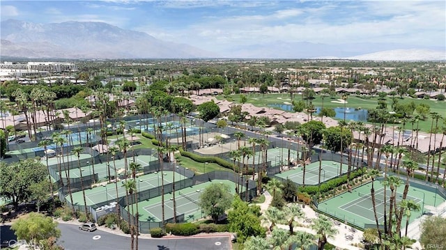 birds eye view of property featuring a residential view and a mountain view