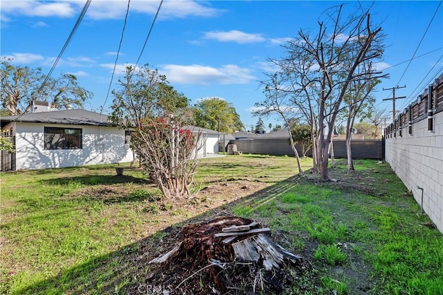 view of yard featuring a fenced backyard