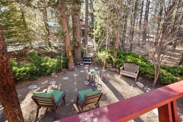 view of patio with stairs